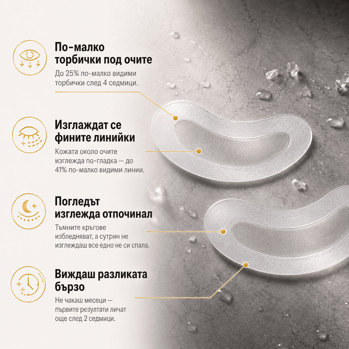 GlowEye™ - Корейски микрокристални пачове за по-малко торбички и бръчки около очите